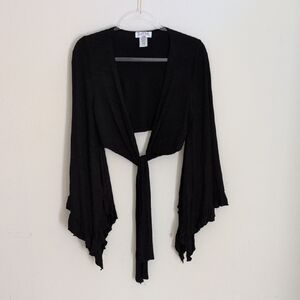 Tie-Front Black Women's Sweater